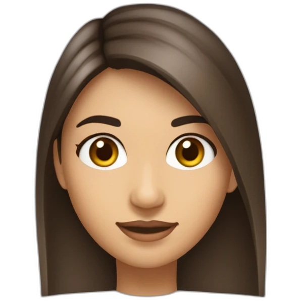 Mujer de ojos marrones, morocha de pelo largo por debajo de los hombros y lacio. Aspecto similar a Victoria Justice. Imagen desde lejos emoji