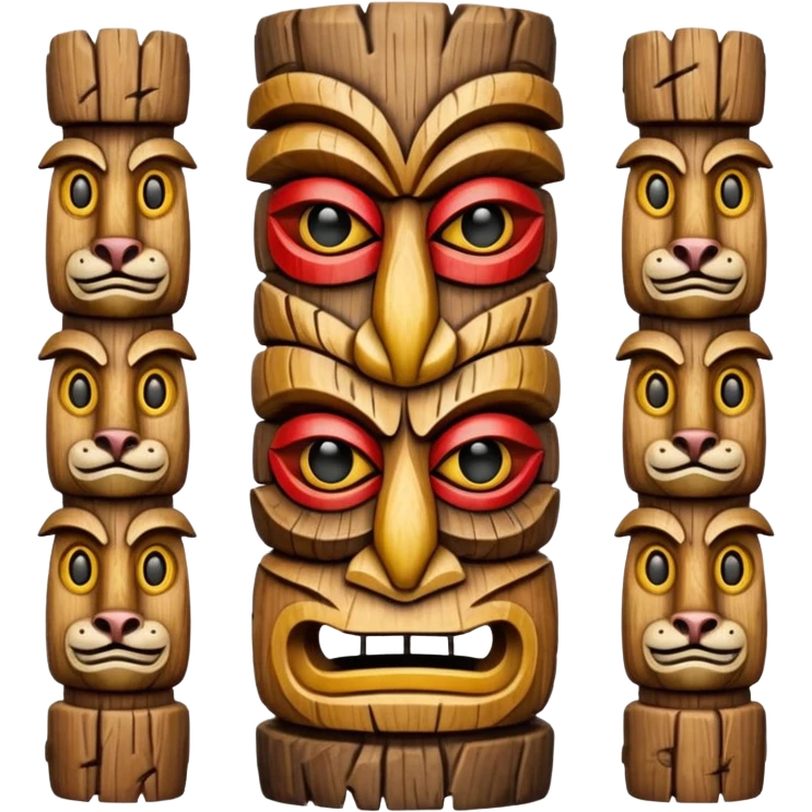 Totem – Wooden carved pole with animal faces. emoji