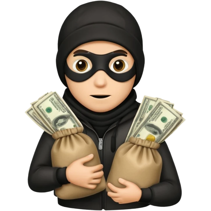 Robber emoji holding a bag of money emoji