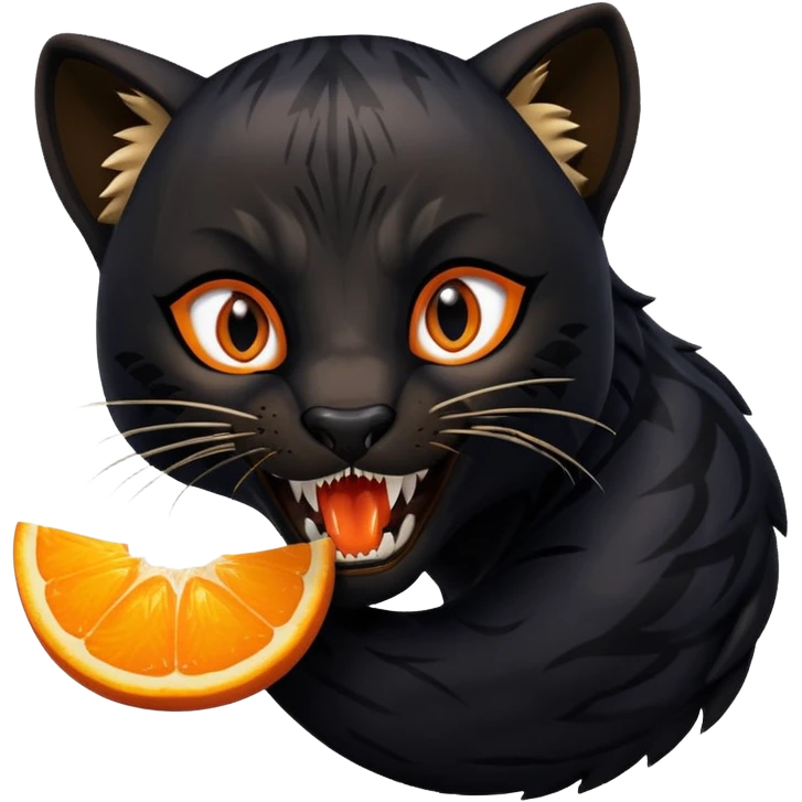 A black panther biting a orange fox emoji