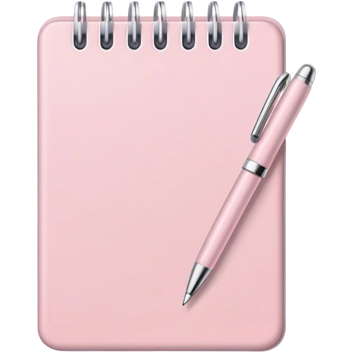Pale pink notepad with pen emoji