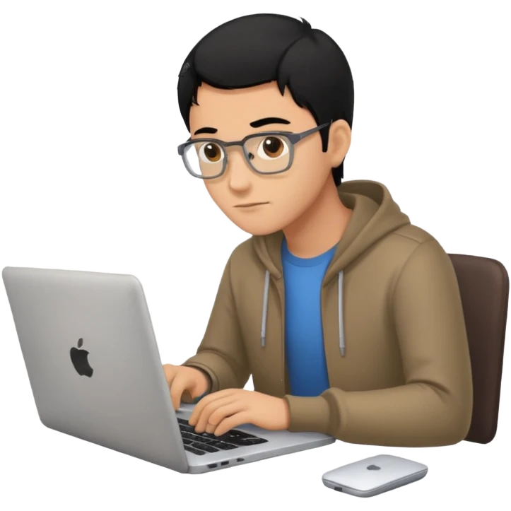 make an emoji of a male black hair developer behind laptop emoji