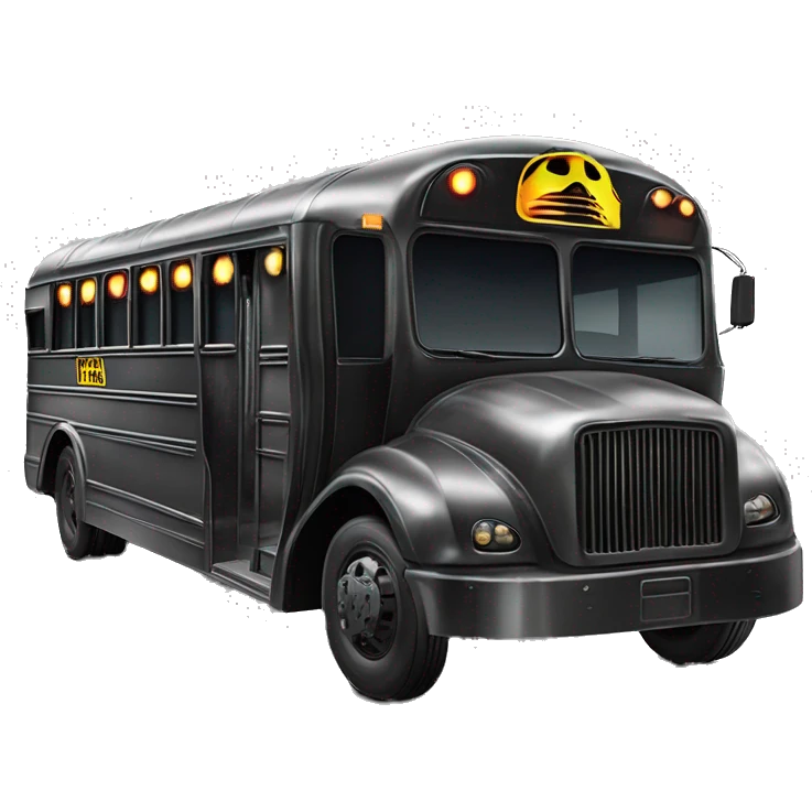Darth Vader’s Batman-armored 1936 graphite colored school bus with horizontal holographic flames  emoji