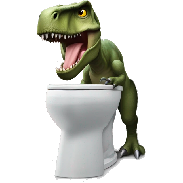 tyrannosaurus looking into the toilet emoji