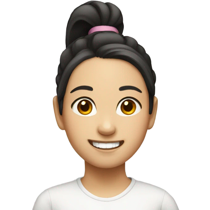 asian girl ponytail smil emoji