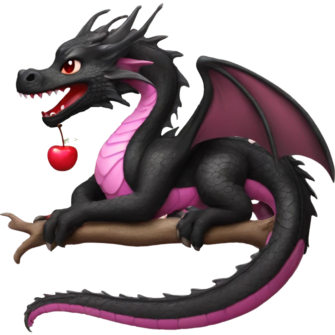 Sweet black Dragon with Cherry Blossom emoji
