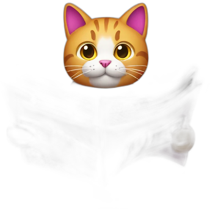 Magenta cat reading newspaper emoji