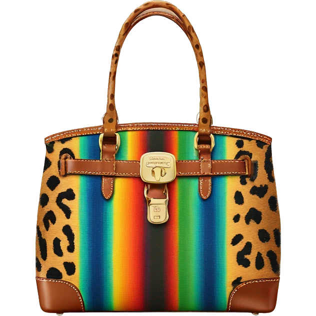 Realistic dooney and Bourke serape with leopard print pattern satchel purse. emoji