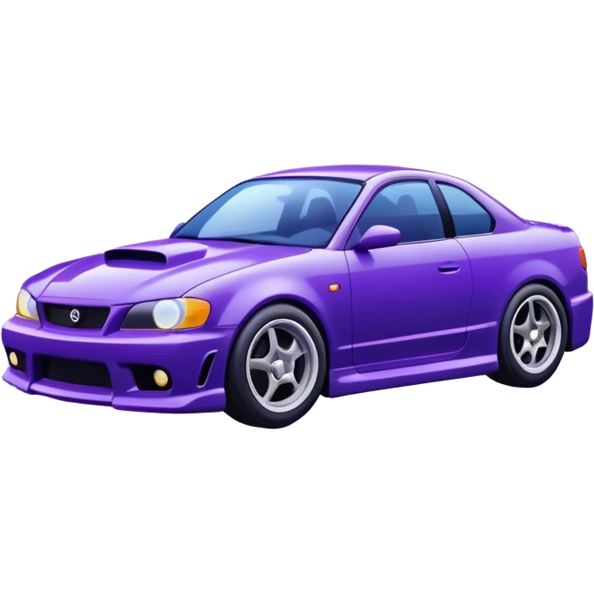 Purple car drifting with navy blue flames coming out of the rear tires. emoji