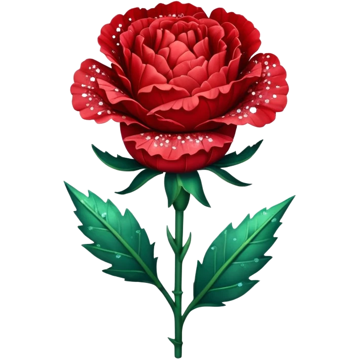 Un clavel rojo con purpurina y polvo mágico emoji