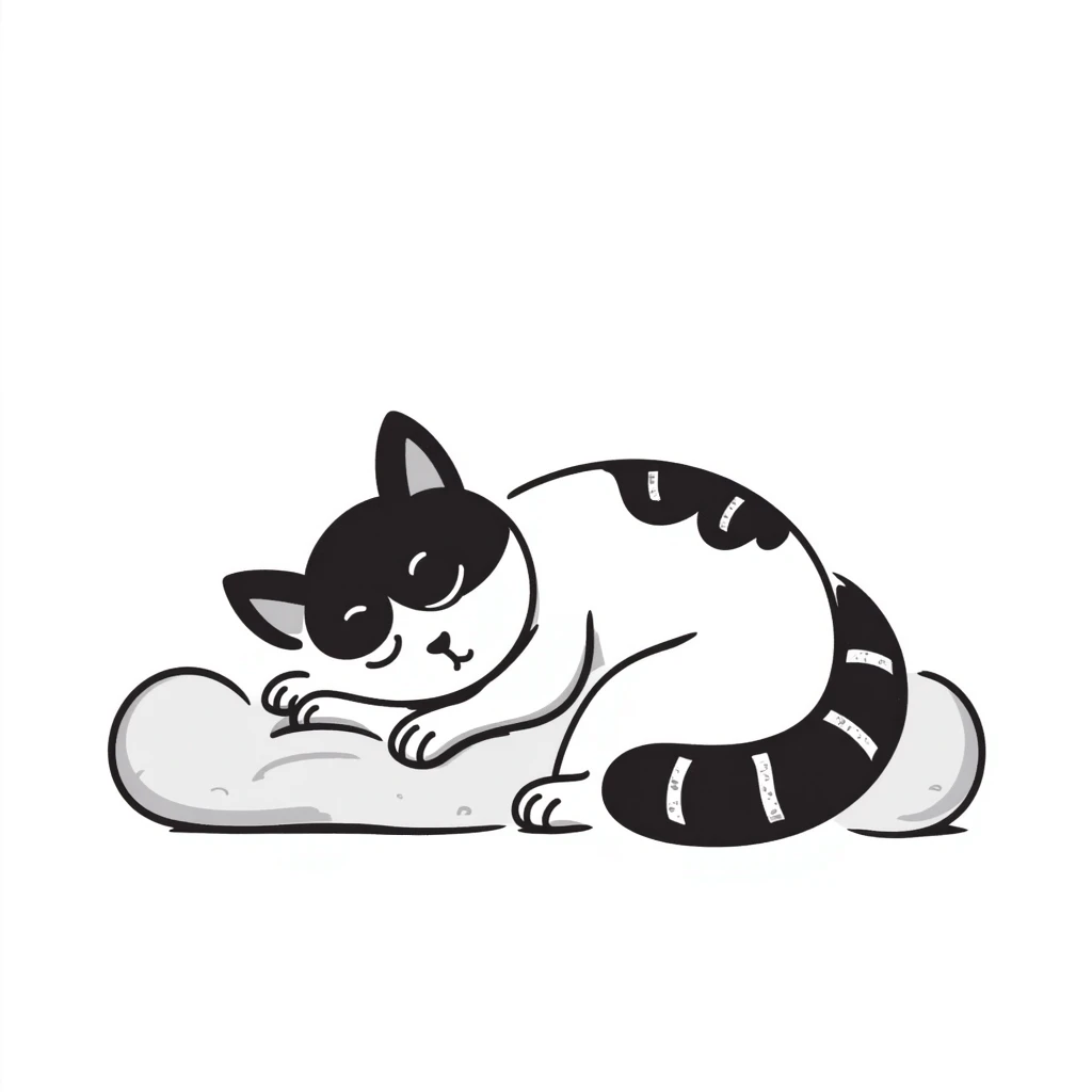 A sleepy cat curled up in a ball emoji