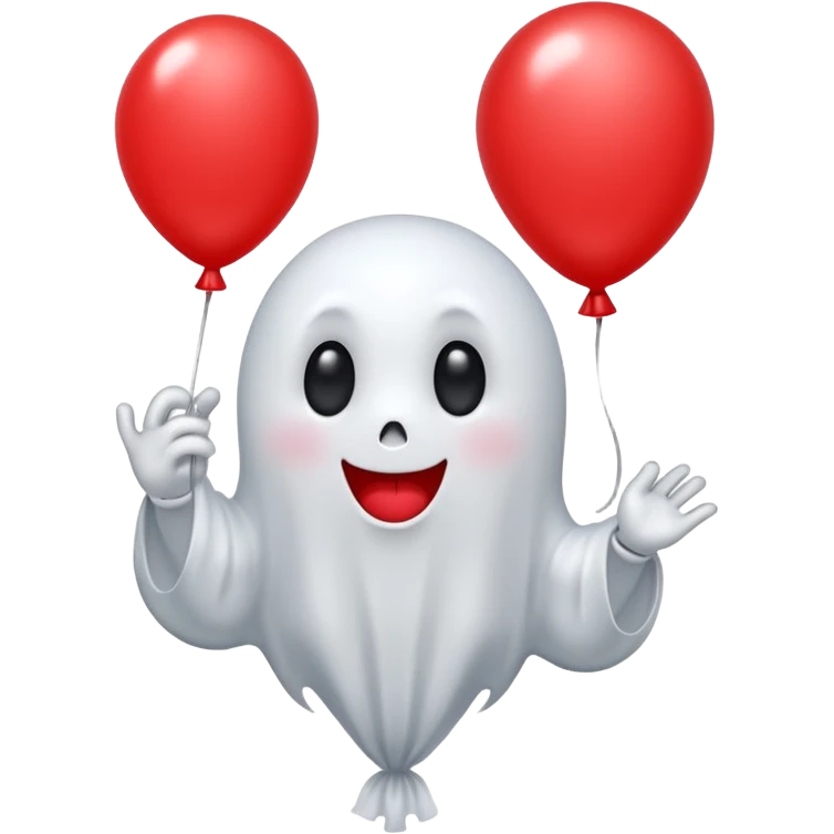 Niedliches gespenst mit luftballon in der hand emoji