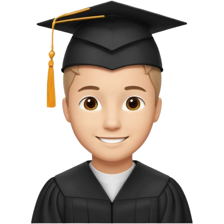 Graduated Students, Male, proudly, short hair, wearing graduation cap emoji