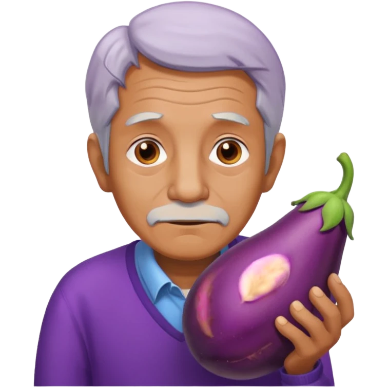 Old man looking at eggplant  emoji