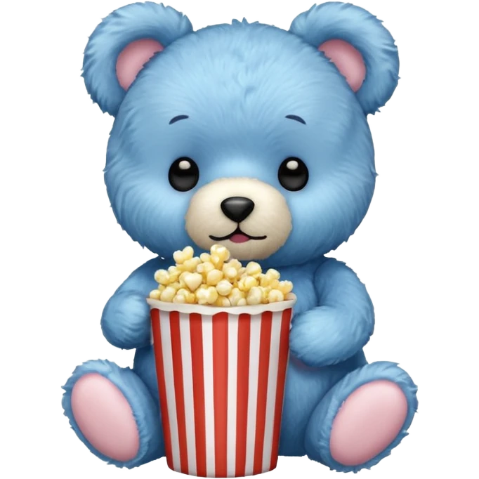 blue teddy bear eating popcorn emoji