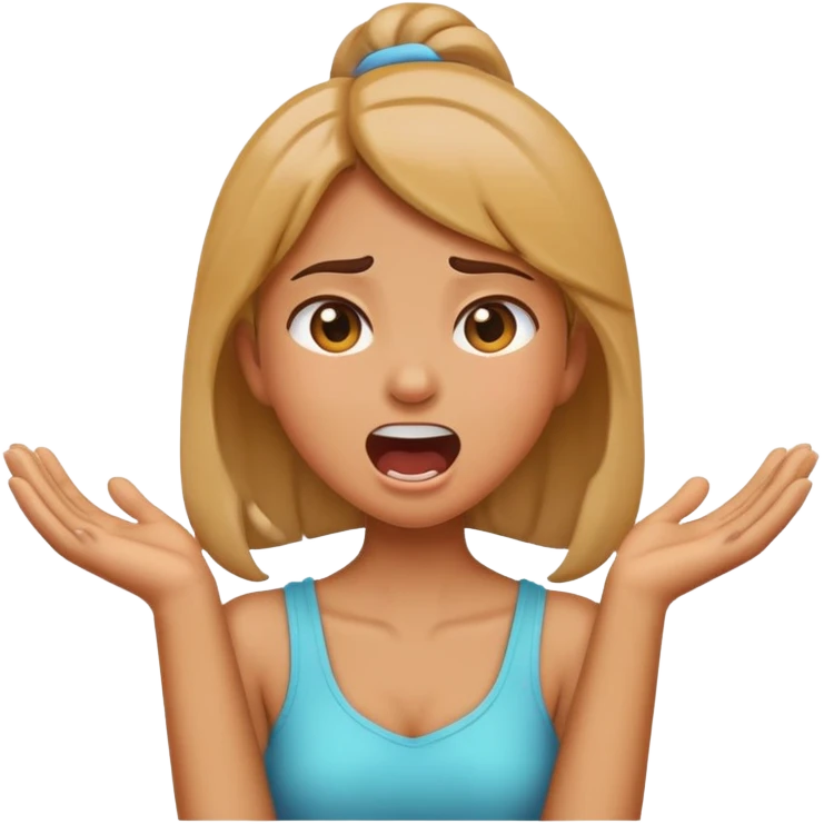 Emoji girl screaming and arms crosssed holding her neck emoji
