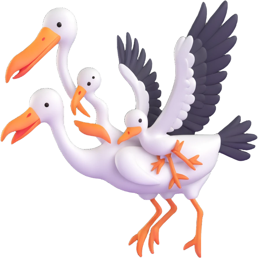 stork with baby emoji