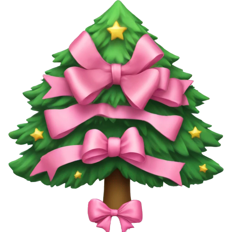 Cute pink  bow Christmas tree emoji