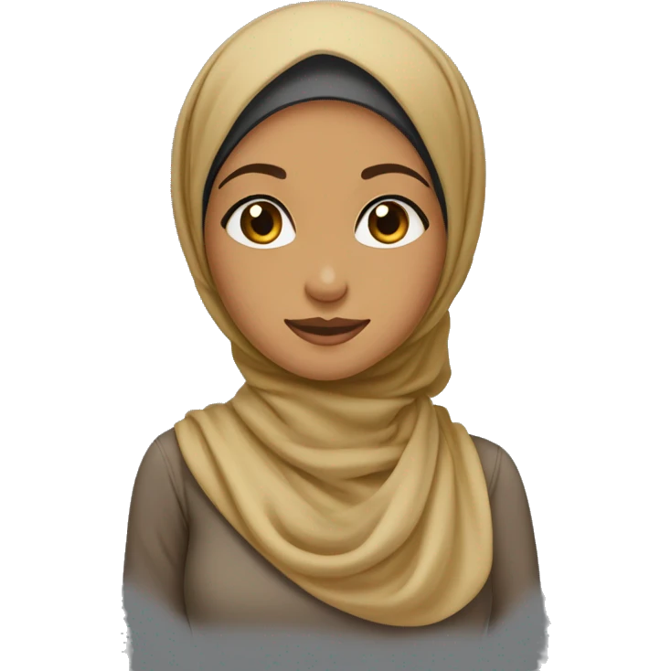 Hijabi girl with to strands of hair sticking out the hijab style shows neck and she has brown skin emoji
