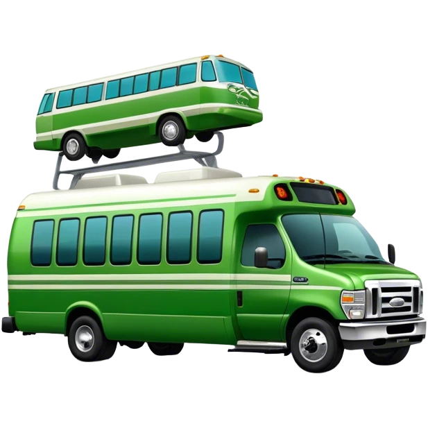 A green Ford e-450 shuttle bus emoji