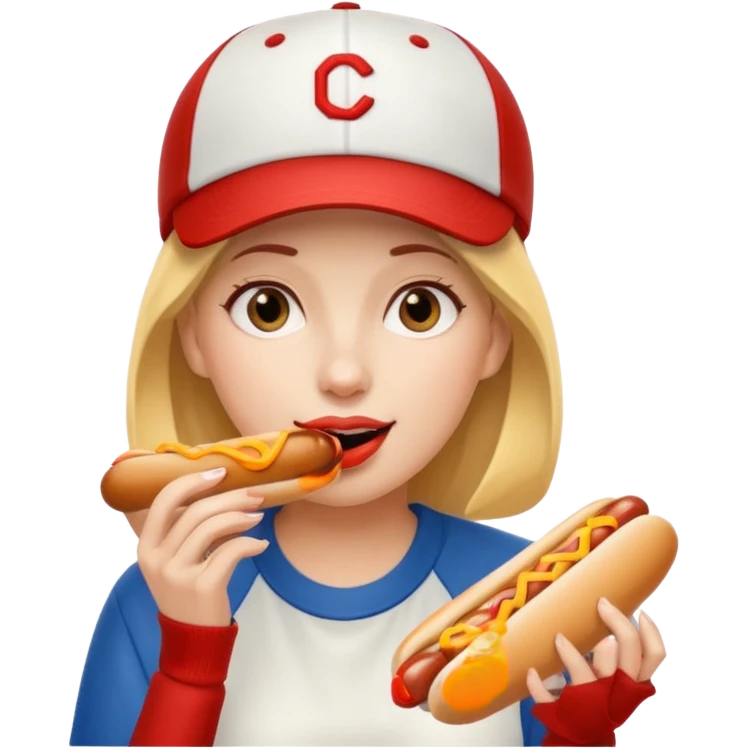 woman eating a hotdog emoji