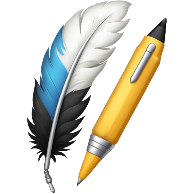 3 plumes blanches avec un stylo en dessous emoji