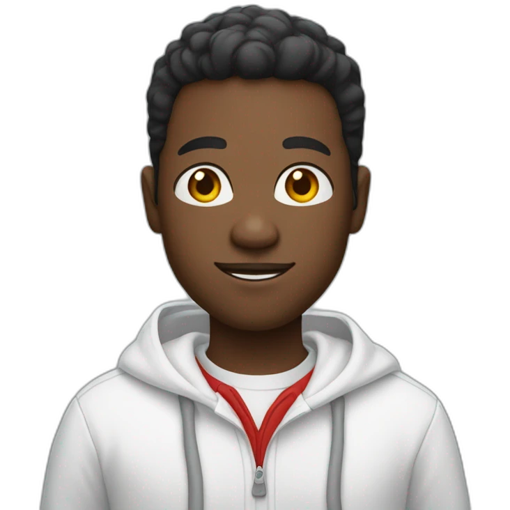 black man in white collared shirt and red hoodie emoji