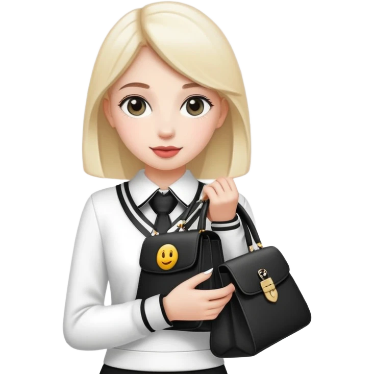 girly emojis bags minibags university outfit black and white elegance aesthetic it girl emoji