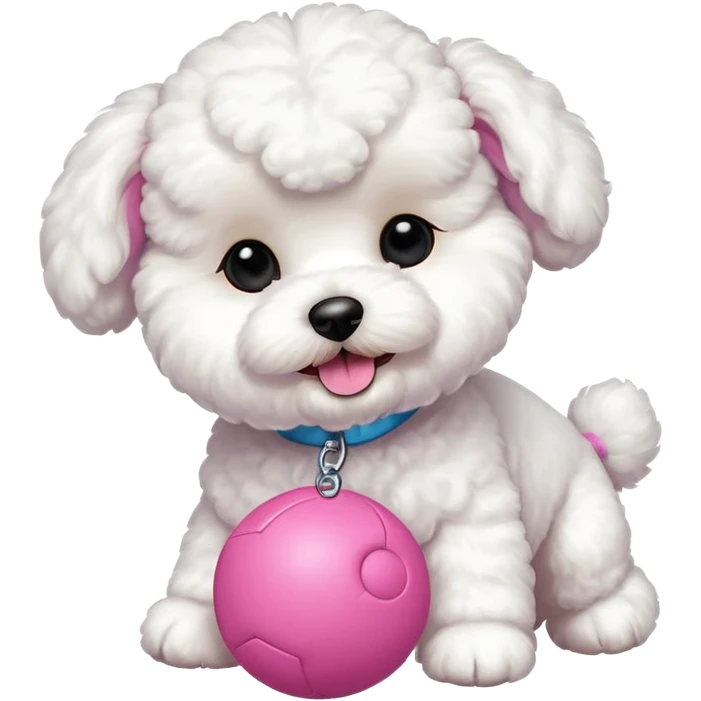 Bichon Frisé dog playing with toys emoji