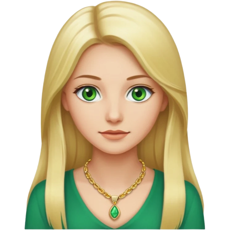 Naked woman boobs out long blonde hair green eyes emoji