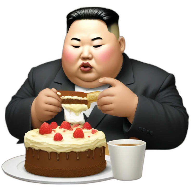 Kim jung un morbidly obese eating cake emoji