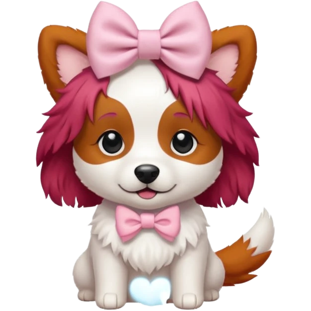 very red haired white dog with a bow on hair emoji