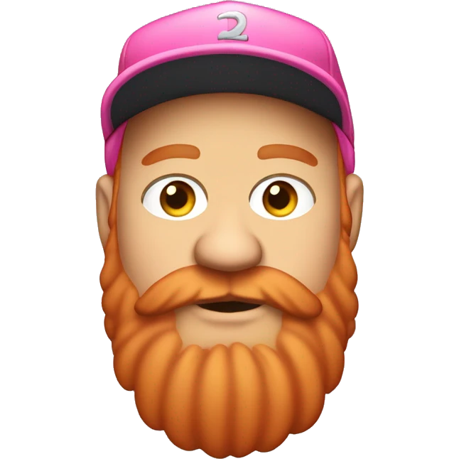 fat white guy with a big and poofy red beard and a pink snapback hat emoji