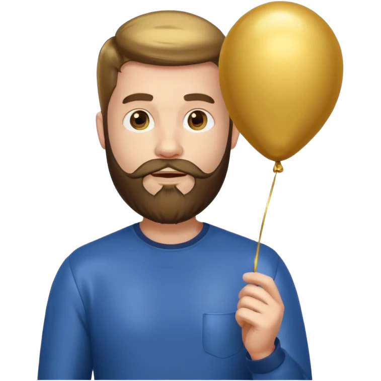 Bearded man hold gold balloon emoji