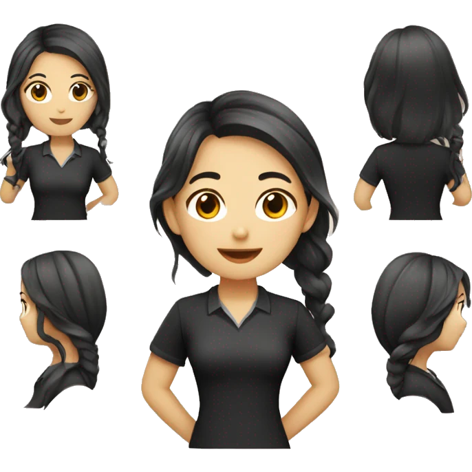 Asian wavy hair girl wearing black shirt teacher  emoji