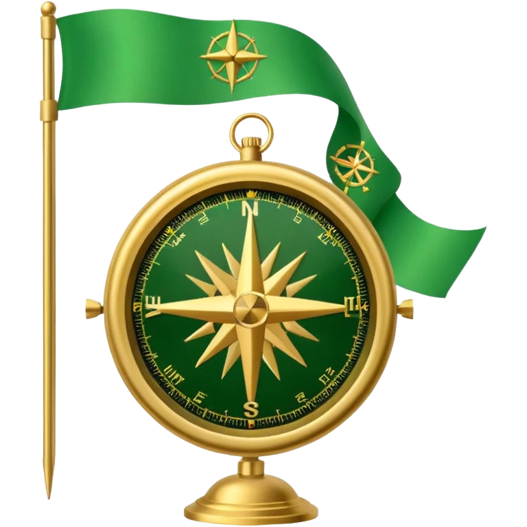compass with a #5fe089 green color flag behind it emoji