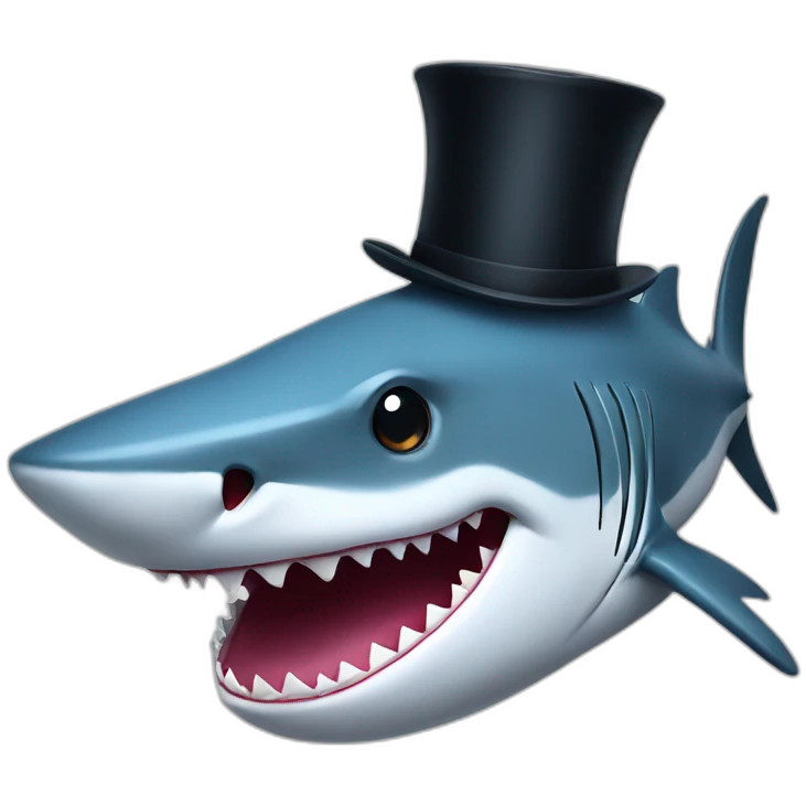 Shark with a top hat emoji