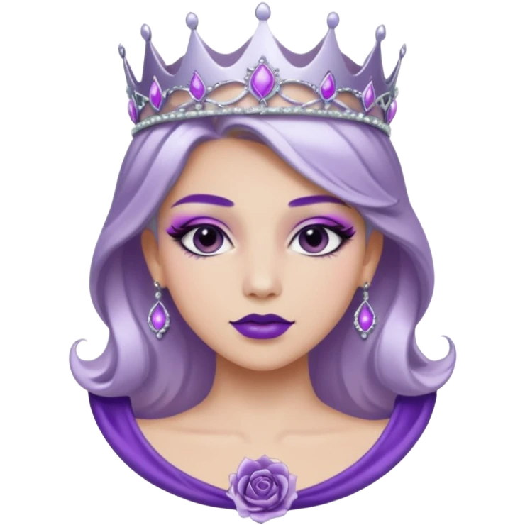 Purple shadow rose silver circle plaque with silver tiara emoji