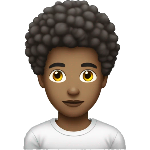 Stylish Young afrocentric young guy with a freezed afro wearing a programmer looking tshirt emoji