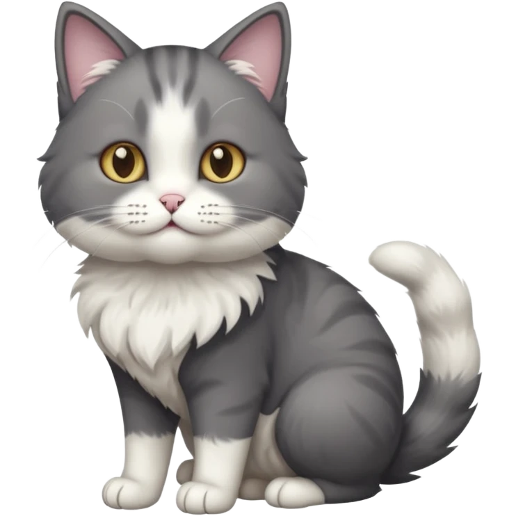 full body half dark grey and half white cat with white front legs emoji