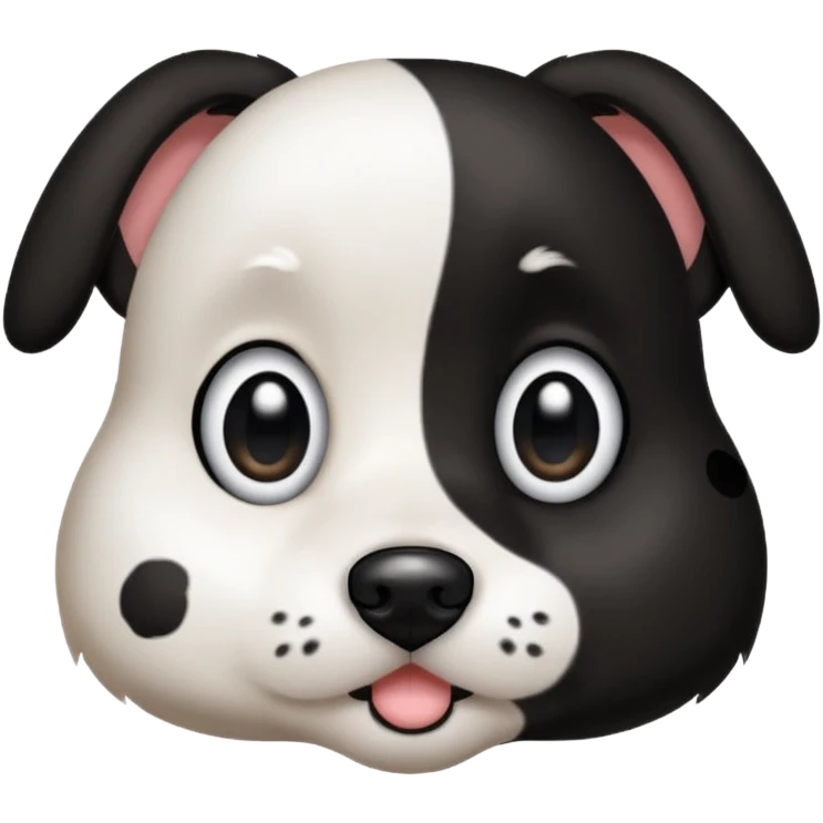 black and white dog spotted bigger eyes, cute emoji