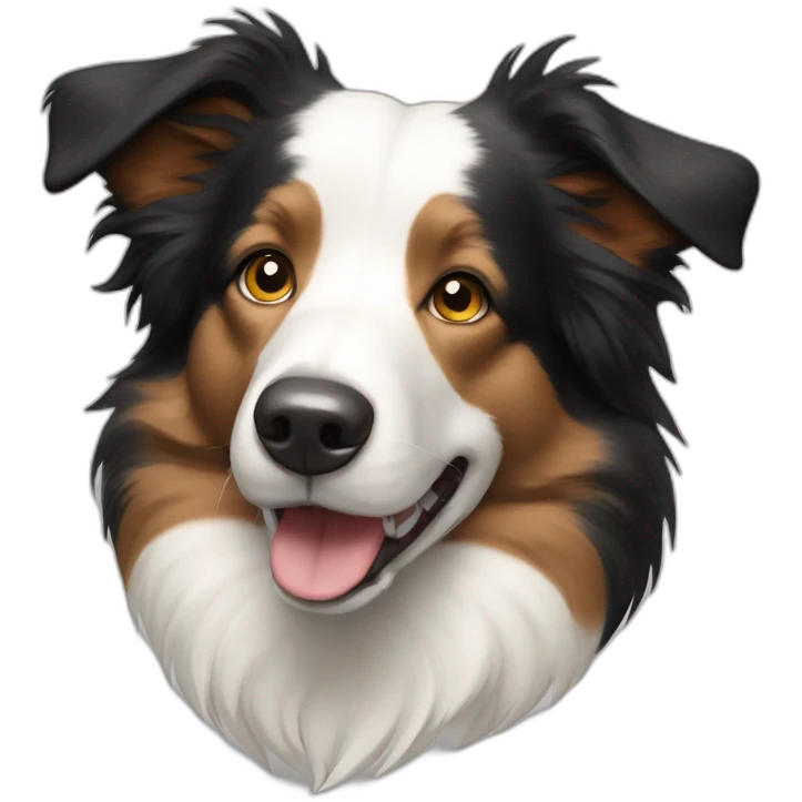 tricolor border collie with no white on the muzzle emoji