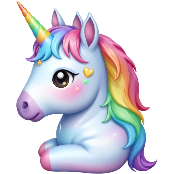 Rainbow pastel sitting tears chibi unicorn  emoji