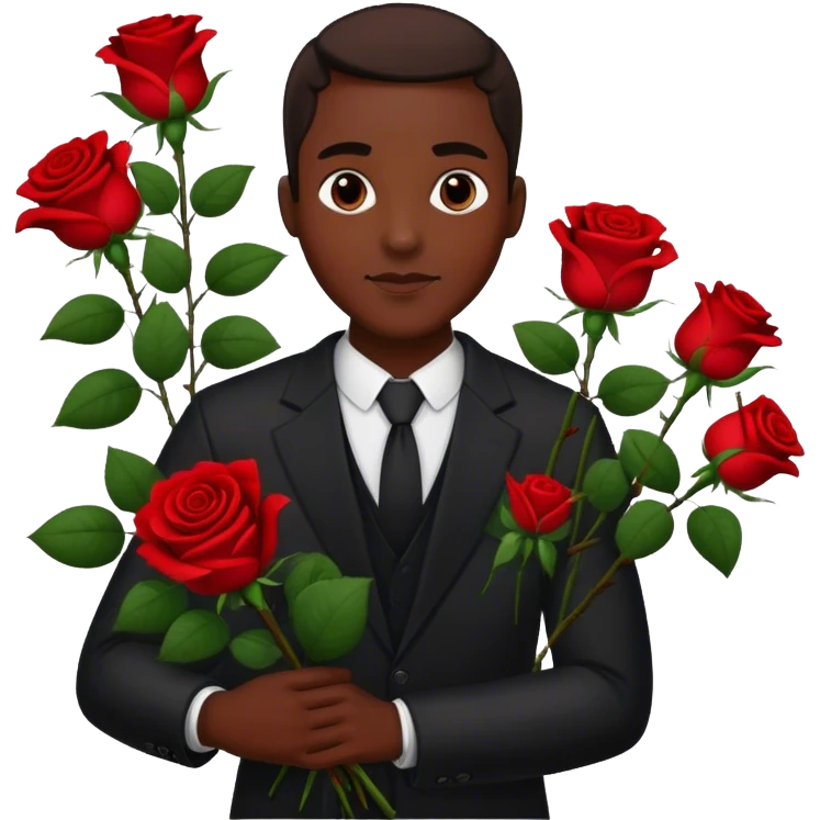 Black man holdnig roses emoji