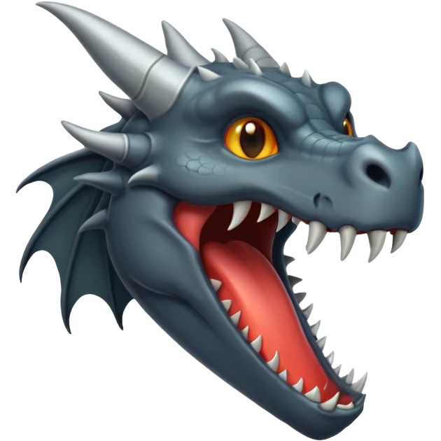 iOS style emoji, minimal dragon fang, dark fantasy object emoji
