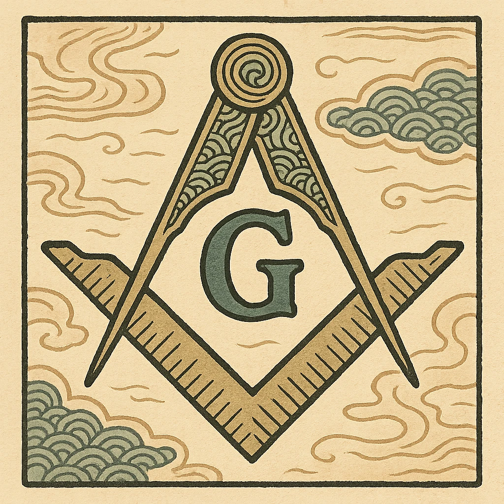 ukiyo-e inspired freemason symbol emoji