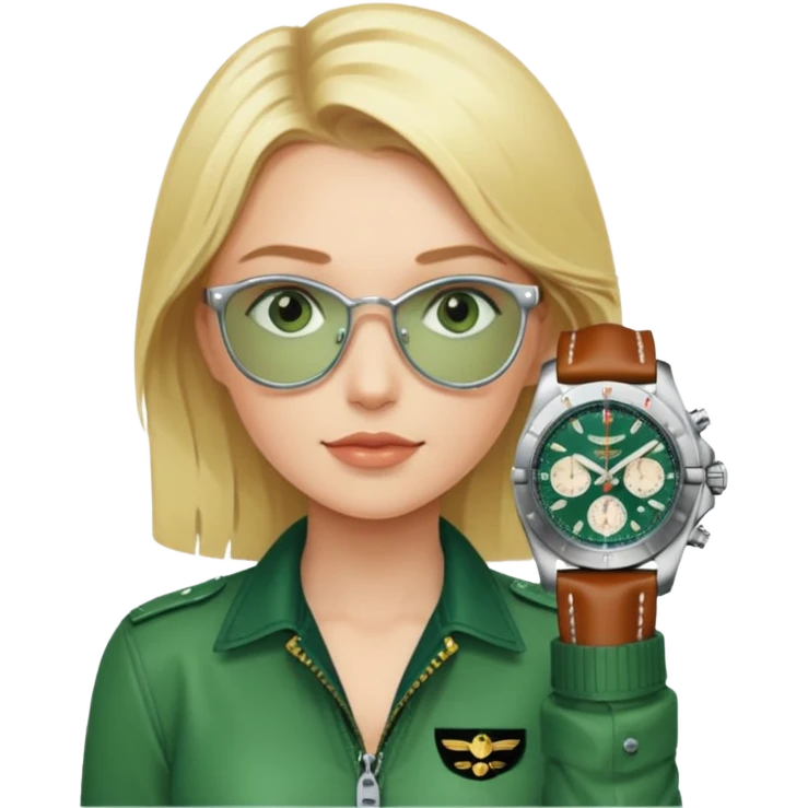Breitling green faced watch on blonde girl wrist emoji