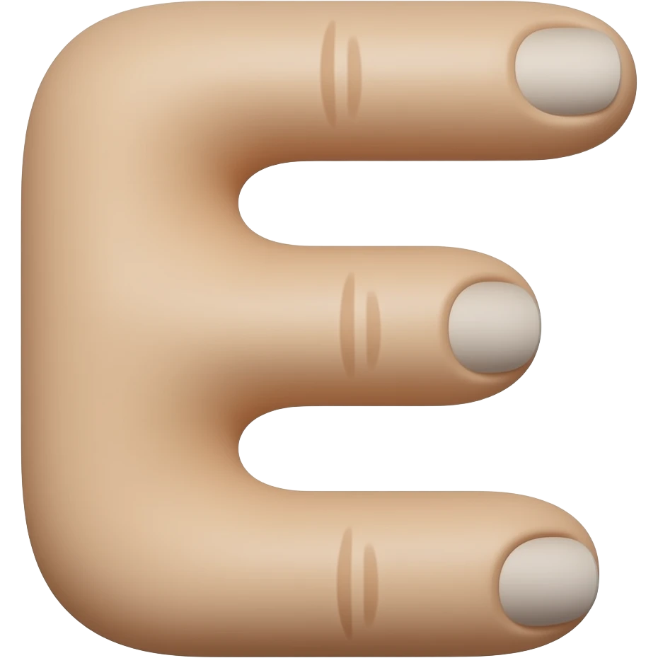 Fingers shaped like a sideways E emoji