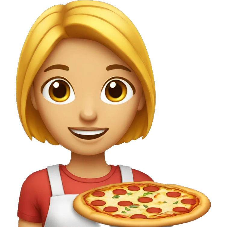 Une fille qui manger une pizza  emoji