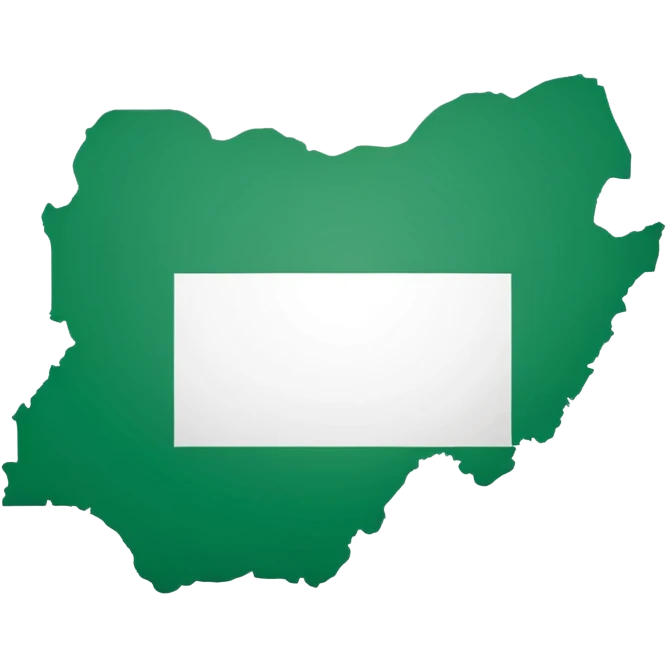 "Nigeria outline filled with the Nigerian flag colors, green-white-green, simple and bold, vector-style, clean and vibrant." emoji